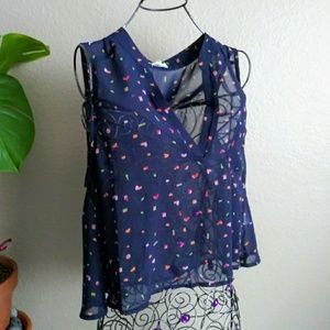 Love Culture TeenBell Navy Cropped Geometric Tank